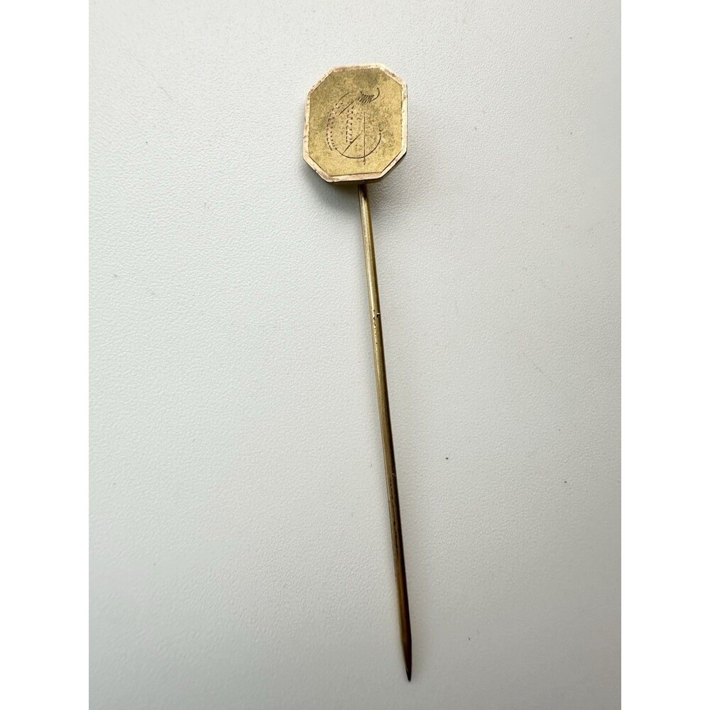 Vintage Gold Tone Stick Lapel Pin Initial Letter